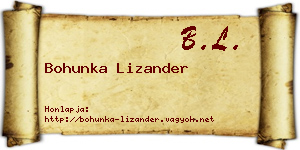 Bohunka Lizander névjegykártya
